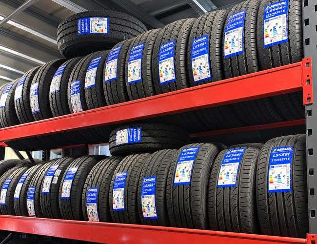 Tyres on rack Tyres on rack